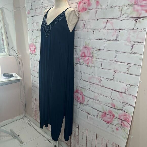 Hale Bob Women's Spaghetti Beaded Breezy Flowy Sundress In Blue Size M - Picture 3 of 12